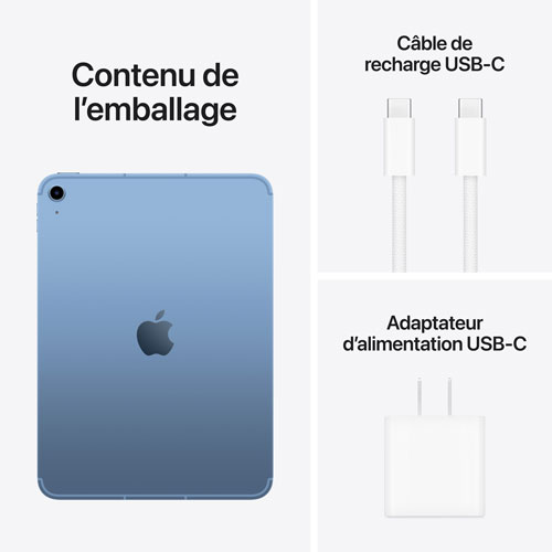 Bell Apple iPad A16 10.9" 128GB with Wi-Fi 6 & 5G (11th Generation) - Blue - Monthly Financing