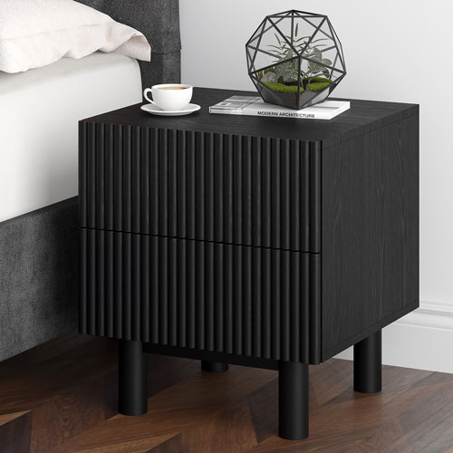!Nspire Contemporary Square 2-Drawer Accent Table - Black
