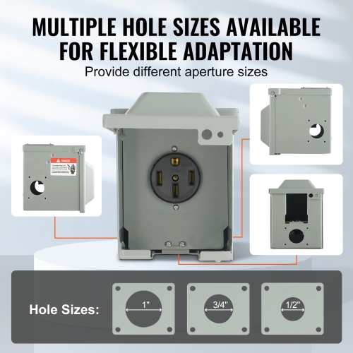 VEVOR 125/250 Volt, 50 Amp RV Power Outlet Box, Enclosed Lockable Outdoor RV Receptacle Box, NEMA 14-50R Weatherproof Electrical Panel, for RV Camper