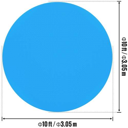 VEVOR Φ10 ft Solar Pool Cover, Round Solar Blanket for Pools, Inground Above Ground Swimming Pool Solar Cover, 15 mil Solar Covers Blue