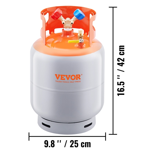 VEVOR 30 LBS Capacity Refrigerant Recovery Tank, 400 psi Portable Cylinder Tank with Y-Valve for Liquid/Vapor, High-sealing Recovery Can for