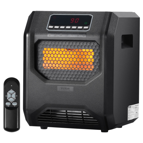VEVOR  1500W Infrared Heater, Remote Control Electric Space Heater, Led Patio Heater W/ 3 Speeds & Timer & Overheat/tip-Over Protection & Child Lock