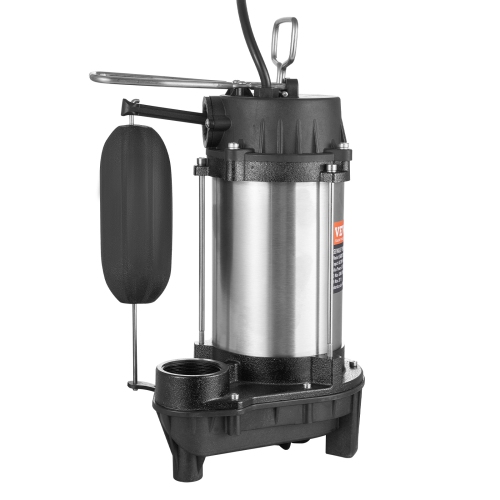 VEVOR 0.75HP 5000 GPH Submersible Sewage Pump, Cast Iron Sewage Water Pump with 28 ft Lift 10 ft Power Cord and Float Switch, Stainless Steel for