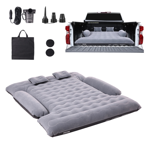 VEVOR 6-6.5 ft Truck Bed Air Mattress, for Full Size Truck Beds, Inflatable Air Mattress Camping Bed with 12V Air Pump 2 Pillows, Carry Bag, for