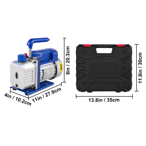 Pompe à vide VEVOR 4 pi3/min Pompe à vide 1/4 HP HVAC A/C Pompe à vide rotative à aubes rotatives, ensemble de manomètres à 1 soupapes CA à un étage