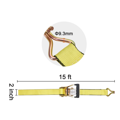 VEVOR 4PK Ratchet Tie Down Straps, 5000 lb Break Strength, Double J Hook Includes 4 Premium 2" x 15' Rachet Tie Downs with Padded Handles, for Moving