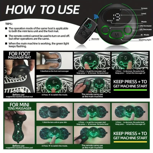Smart Ems Foot Massage Pad, Pulse Therapy Foot Pad, Microcurrent Foot Massager