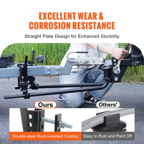 VEVOR 1500 lbs Weight Distribution Hitch, Weight Distributing Hitches Kit with Sway Control for Trailer, 2-In Solid Steel Shank, 2-5/16 in Alloy
