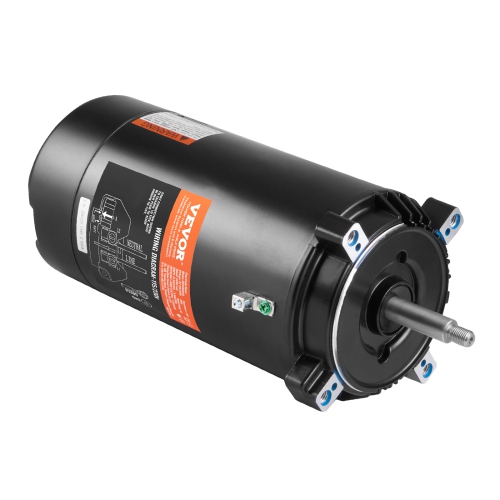VEVOR  1.5 HP Pool Pump Motor, 56J Frame, 115V(13.6 Amps)/230V(6.8 Amps) 3450 Rpm, 60Hz, 1.3 Service Factor, 90Μf/250V Capacitor, Ccw Rotation Round