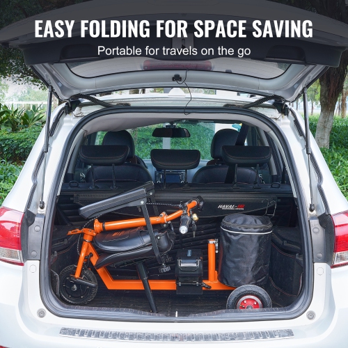 VEVOR Foldable 3 Wheel Mobility Scooter for Seniors, Portable Electric Powered with 12 Mile Range, All Terrain Travel Wheelchair with 48V Lithium-ion