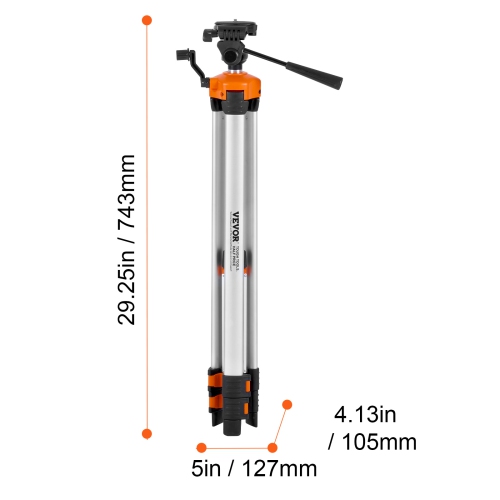 Trépied de niveau laser VEVOR, support fileté ¼ x 20, 27.36-68.11 po à hauteur réglable avec support pour numériseur laser léger à bulles niveau