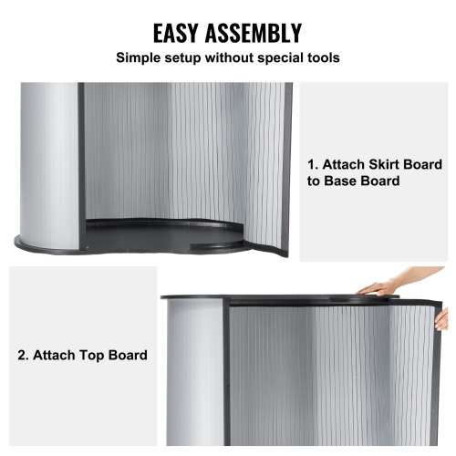 VEVOR 35.43" x 19.29" x 37.01" Portable Tradeshow Podium Table, Display Exhibition Counter Stand Booth Fair with Wall, Foldable Promotion Retail Bar