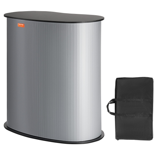 VEVOR 35.43" x 19.29" x 37.01" Portable Tradeshow Podium Table, Display Exhibition Counter Stand Booth Fair with Wall, Foldable Promotion Retail Bar