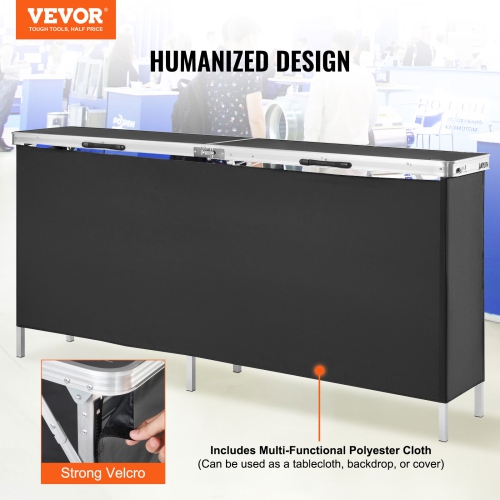 VEVOR 77.95" x 15.16" x 34.65" Portable Tradeshow Podium Table, Display Exhibition Counter Stand Booth Fair with Wall, Foldable Promotion Retail Bar