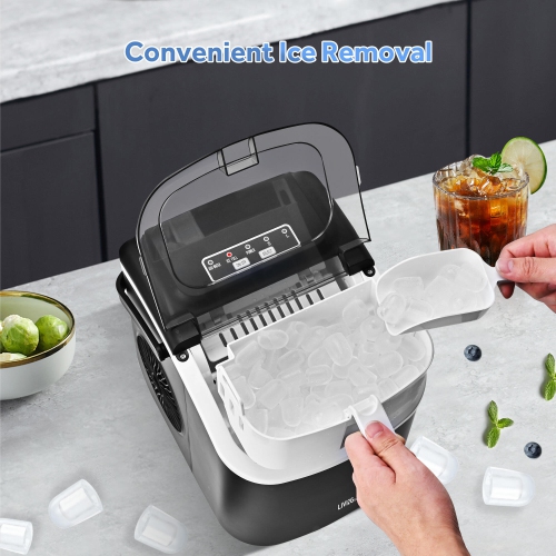 Countertop Ice Maker, 26lbs in 24Hrs, 9 Ice Cubes Ready in 6 Mins, Auto-Cleaning Portable Ice Making Machine Stainless Steel