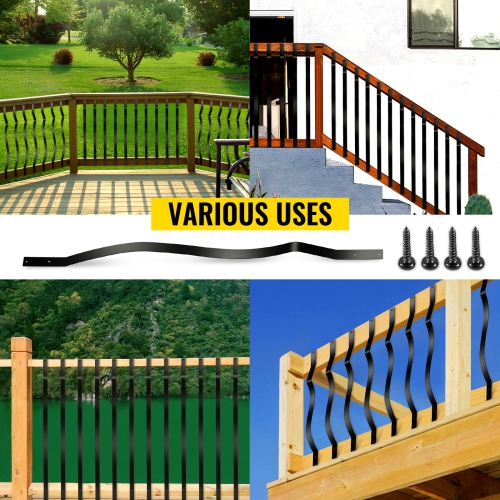 VEVOR 32.25"x1" Deck Balusters, 26 Pack Metal Deck Spindles, 32.25x1 Staircase Baluster with Screws, Iron Deck Railing for Wood and Composite Deck,