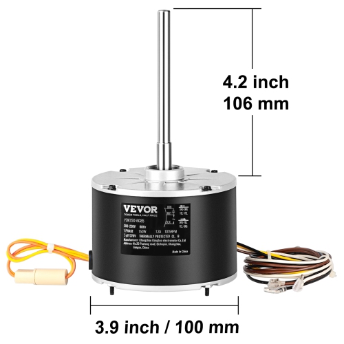 Moteur de ventilateur à condensateur VEVOR K55HXJKL-2918, 51-23055-11, 1/5 HP 208-230&nbsp;V, 1075&nbsp;tr/min, moteur à condensateur de rechange