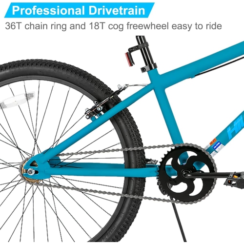 Hiland Redeem 2.0+ 24 inch BMX Bike for for Teen and Adults, Beginner-Level to Advanced Riders with 2 Pegs, Blue