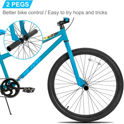 Hiland Redeem 2.0+ 24 inch BMX Bike for for Teen and Adults, Beginner-Level to Advanced Riders with 2 Pegs, Blue