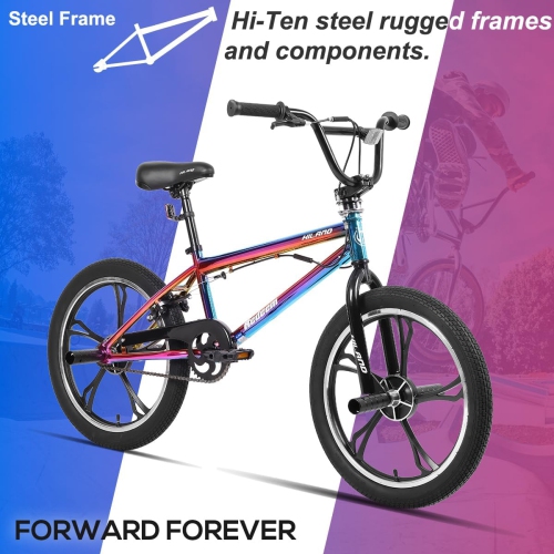 Hiland Redeem BMX pour enfants de 3,0 20&nbsp;po pour filles de 7 à 12 ans, Rotor Freestyle à 360 degrés, 4 chevilles 5 rayons Mag Wheels BMX Bicycle