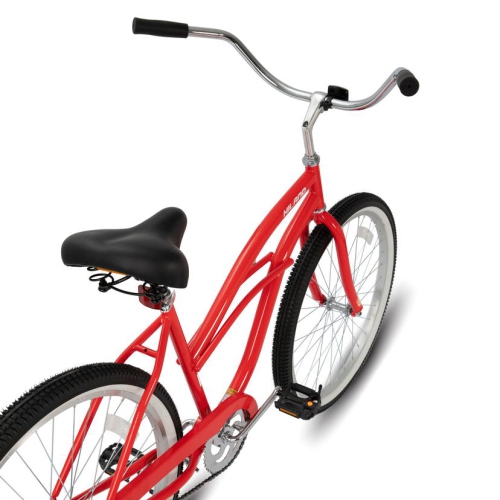 Hiland Jade 26 Inch Beach Cruiser Bike for Teenagers & Adults, Step-Through Frame Womens Bicycle, Single Speed City Bike Commuter Bicycle Red