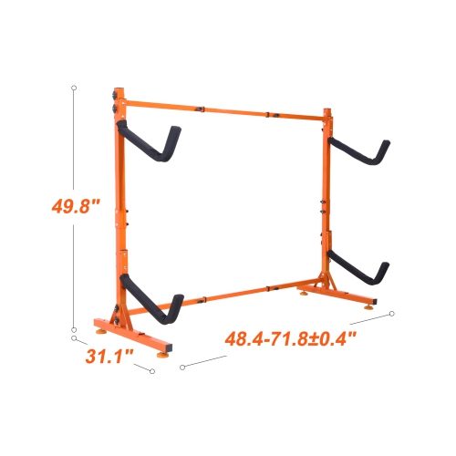 Charge maximale de 175 lb de VEVOR, support de rangement autonome pour kayak, support pour kayak de 2 canoës, porte-kayak en acier robuste avec