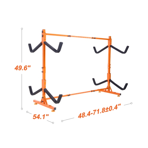 Charge maximale de 220 lb de VEVOR, support de rangement autonome pour kayak, support pour kayak de 4 canoës, porte-kayak en acier robuste avec