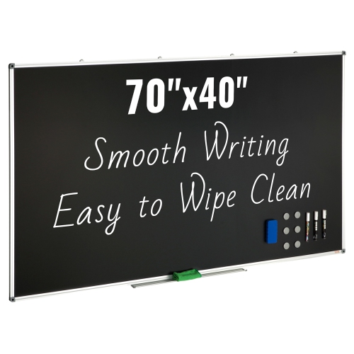 VEVOR 70 x 40 inch Black Board, Large Chalkboard with Aluminum Frame, Black Boards Dry Erase Includes 1 Magnetic Erase & 3 Dry Erase Markers, Black