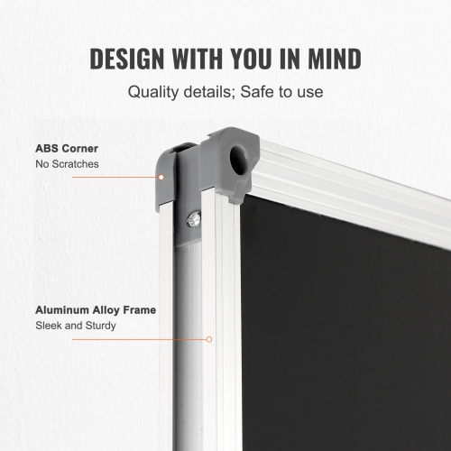 VEVOR 70 x 40 inch Black Board, Large Chalkboard with Aluminum Frame, Black Boards Dry Erase Includes 1 Magnetic Erase & 3 Dry Erase Markers, Black