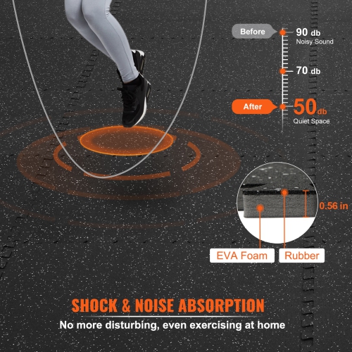 VEVOR 0.56 in EVA Interlocking Foam Floor Mats, Thickened 12 Pcs Puzzle Rubber Tiles, 24 x 24 in Exercise Floor Mat for Workout & Fitness, Flooring