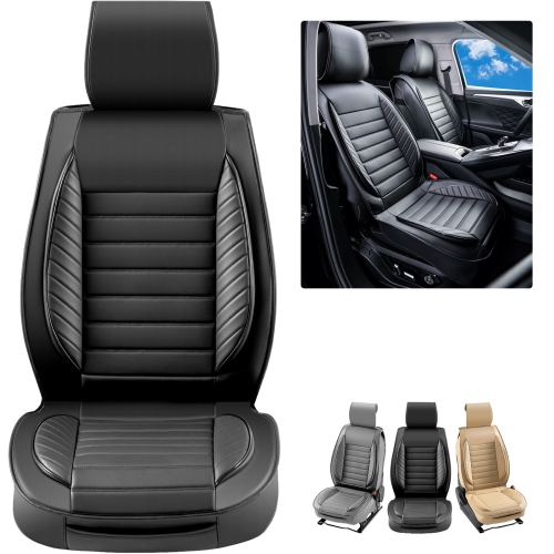 VEVOR Seat Covers, Universal Car Seat Covers Front Seats, 2pcs Faux Leather Seat Cover, Semi-enclosed Design, Detachable Headrest and Airbag