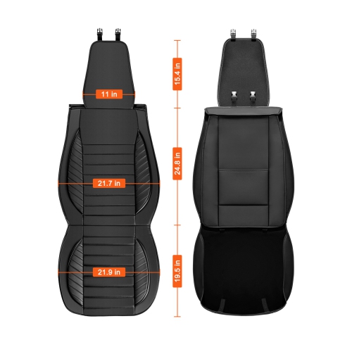VEVOR Seat Covers, Universal Car Seat Covers Front Seats, 2pcs Faux Leather Seat Cover, Semi-enclosed Design, Detachable Headrest and Airbag