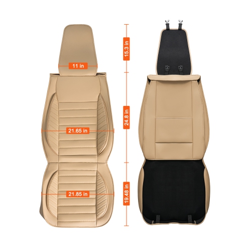 VEVOR Seat Covers, Universal Car Seat Covers Front Seats, 2pcs Faux Leather Seat Cover, Semi-enclosed Design, Detachable Headrest and Airbag