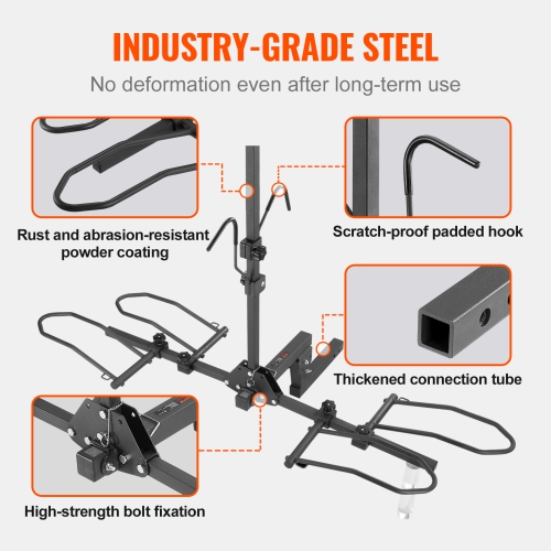 VEVOR Hitch Mount Bike Rack, 2-Bike Platform Style, 160 LBS Max Capacity Bike Rack Hitch for 2-inch Receiver, Titling and Folding Bike Carrier with