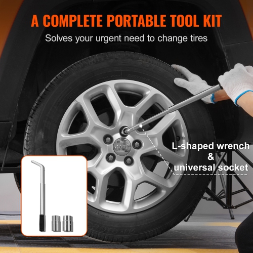 VEVOR Scissor Jack, 2.5Ton/5512 lbs Scissor Car Jack, 3.7"-17.1" Lifting Range Scissor Lift Jack with Ratcheting Handle and L-Wrench, Portable Tire