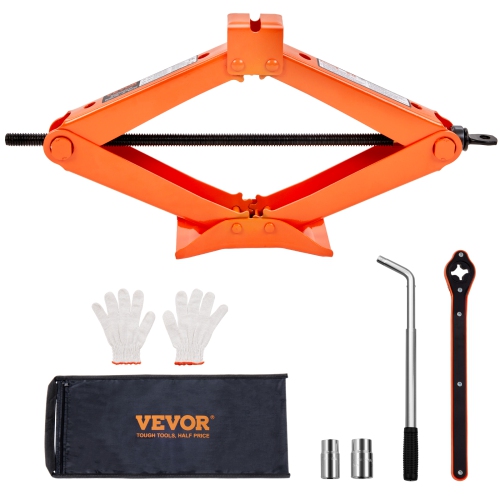 VEVOR Scissor Jack, 2.5Ton/5512 lbs Scissor Car Jack, 3.7"-17.1" Lifting Range Scissor Lift Jack with Ratcheting Handle and L-Wrench, Portable Tire