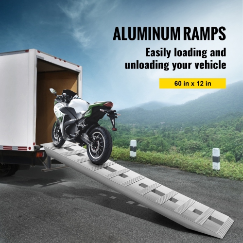 VEVOR 60" X 12" Aluminum Trailer Ramps 6000LBS Total Beavertail Hook End 1 Pair 2 Ramps