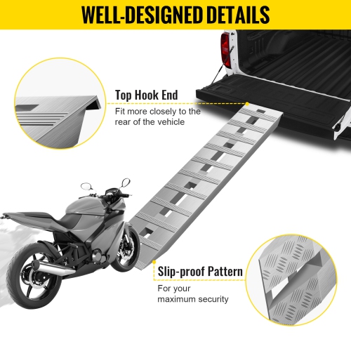 VEVOR 60" X 12" Aluminum Trailer Ramps 6000LBS Total Beavertail Hook End 1 Pair 2 Ramps