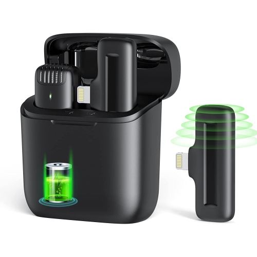 Image 1 of 7.. Wireless Microphone for iPhone Portable Lavalier Microphone for Meeting Video Interview Recording