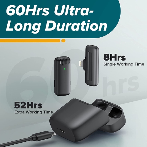 Wireless Microphone for iPhone Portable Lavalier Microphone for Meeting Video Interview Recording