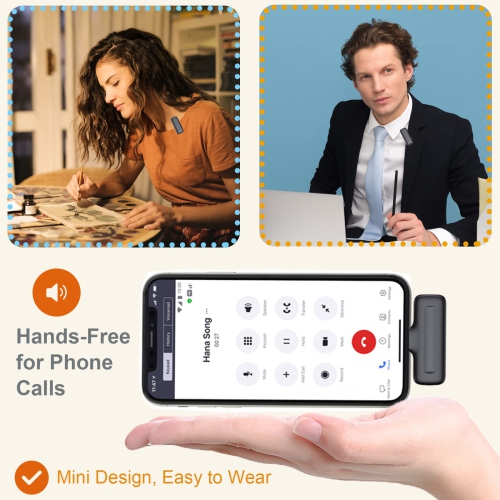 Wireless Microphone for iPhone Portable Lavalier Microphone for Meeting Video Interview Recording