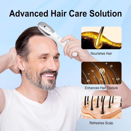 Hair Oil Applicator for Scalp,Wireless Electric Hair Brush with Removable Head Oil Dispenser,Portable Scalp Massager for Travel & Home Use