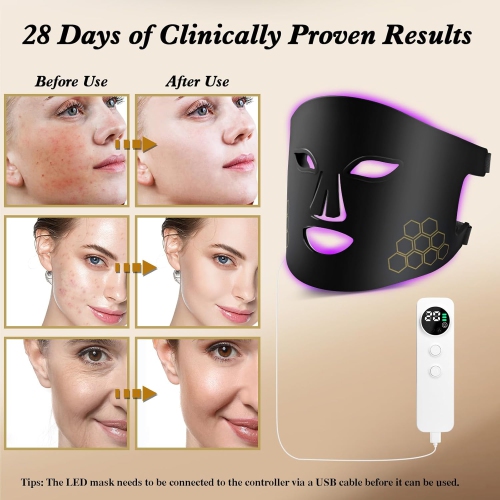 Red Light Therapy for Face,850nm Near Infrared LED Face Mask,4 Light Waves Facial Mask,Portable Rechargeable Light Therapy Mask Skincare Device