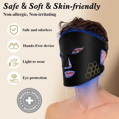 Red Light Therapy for Face,850nm Near Infrared LED Face Mask,4 Light Waves Facial Mask,Portable Rechargeable Light Therapy Mask Skincare Device