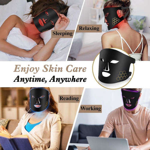 Red Light Therapy for Face,850nm Near Infrared LED Face Mask,4 Light Waves Facial Mask,Portable Rechargeable Light Therapy Mask Skincare Device