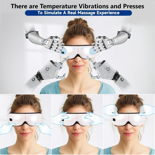 Eye Massager with Heat & Vibration,Folding Eye Mask,Heated Eye Massager for Fatigue Relief,Relaxing Eye Mask for Women Men