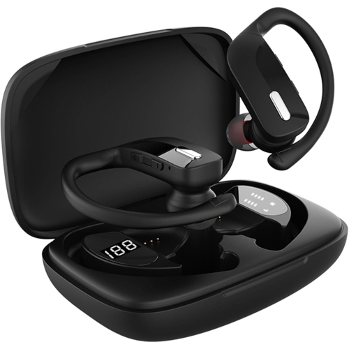 True Wireless Earphones with Microphone Earphones Earhook Sports Running Bluetooth Earphones black