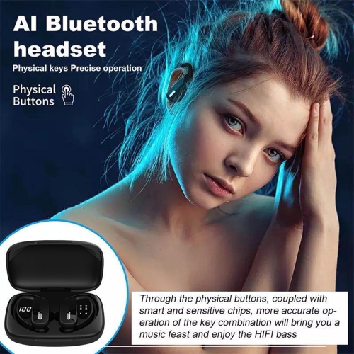 True Wireless Earphones with Microphone Earphones Earhook Sports Running Bluetooth Earphones black