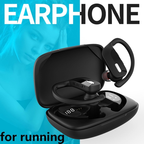 True Wireless Earphones with Microphone Earphones Earhook Sports Running Bluetooth Earphones black