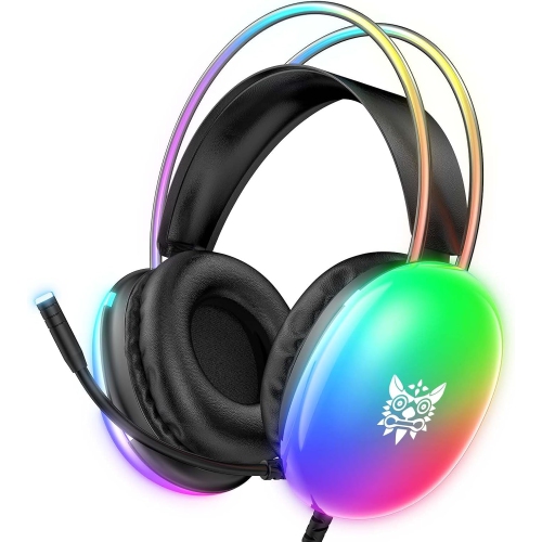 Black X25 Gaming Headset with Mic, RGB Gradient Dynamic Lighting, PC Wired Lightweight Gaming Headset for PS4/PS5/Laptop/MAC, 3.5mm Audio Over-Ear